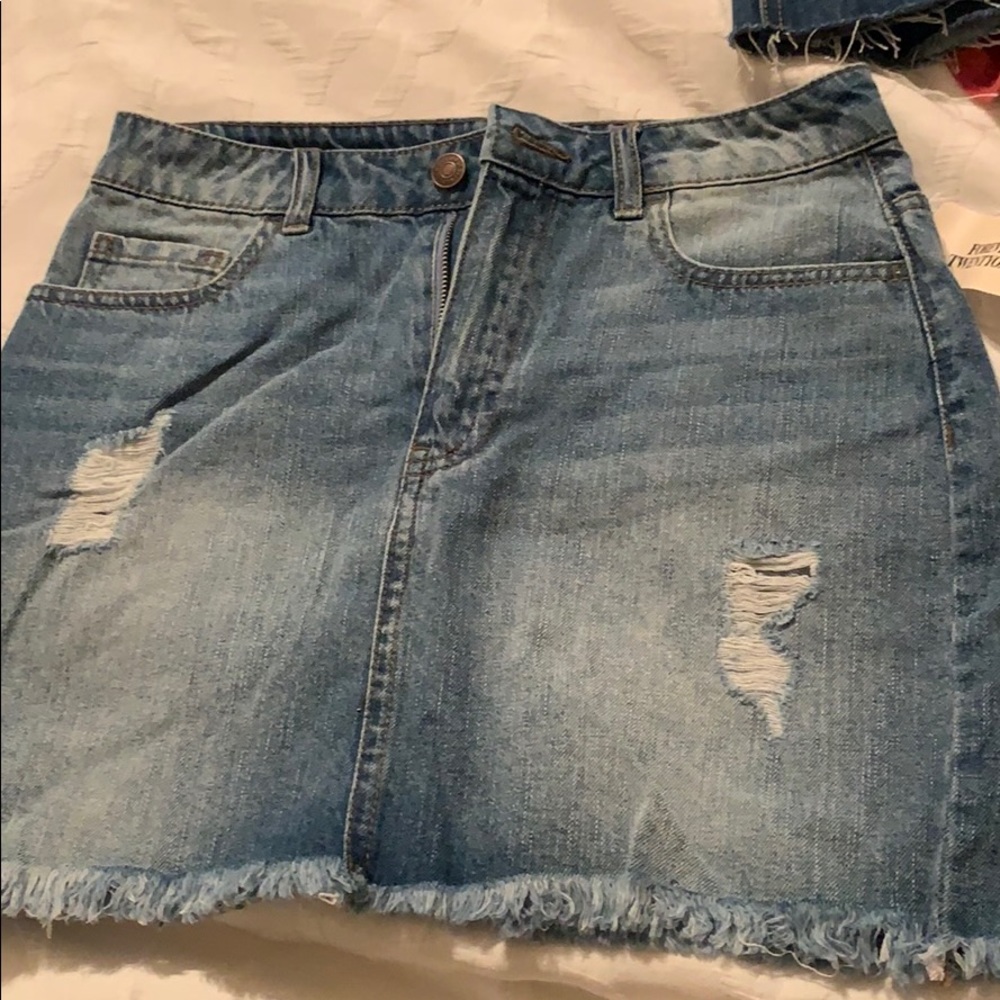 Distressed Denim Skirt